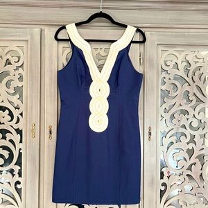 NWT LillyPulitzer navy blue gold metallic dress size 2